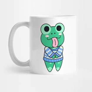 Chibi Frog Critter - Blue & White Sweater Mug